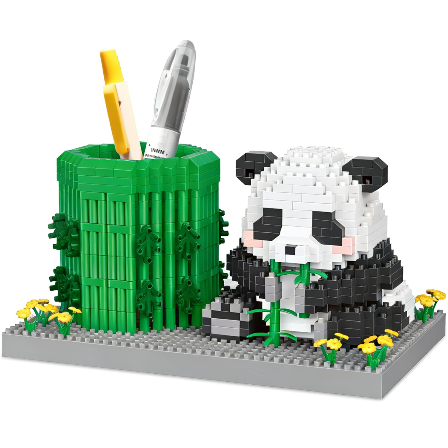 NimblusToy Panda Mini Building Blocks Set, Panda Building Blocks Pen Holder, Kid Stationery Toys, Micro Block Suit for Children, Fun Craft Kit Dots Construction Pen Pot Toy for Birthday