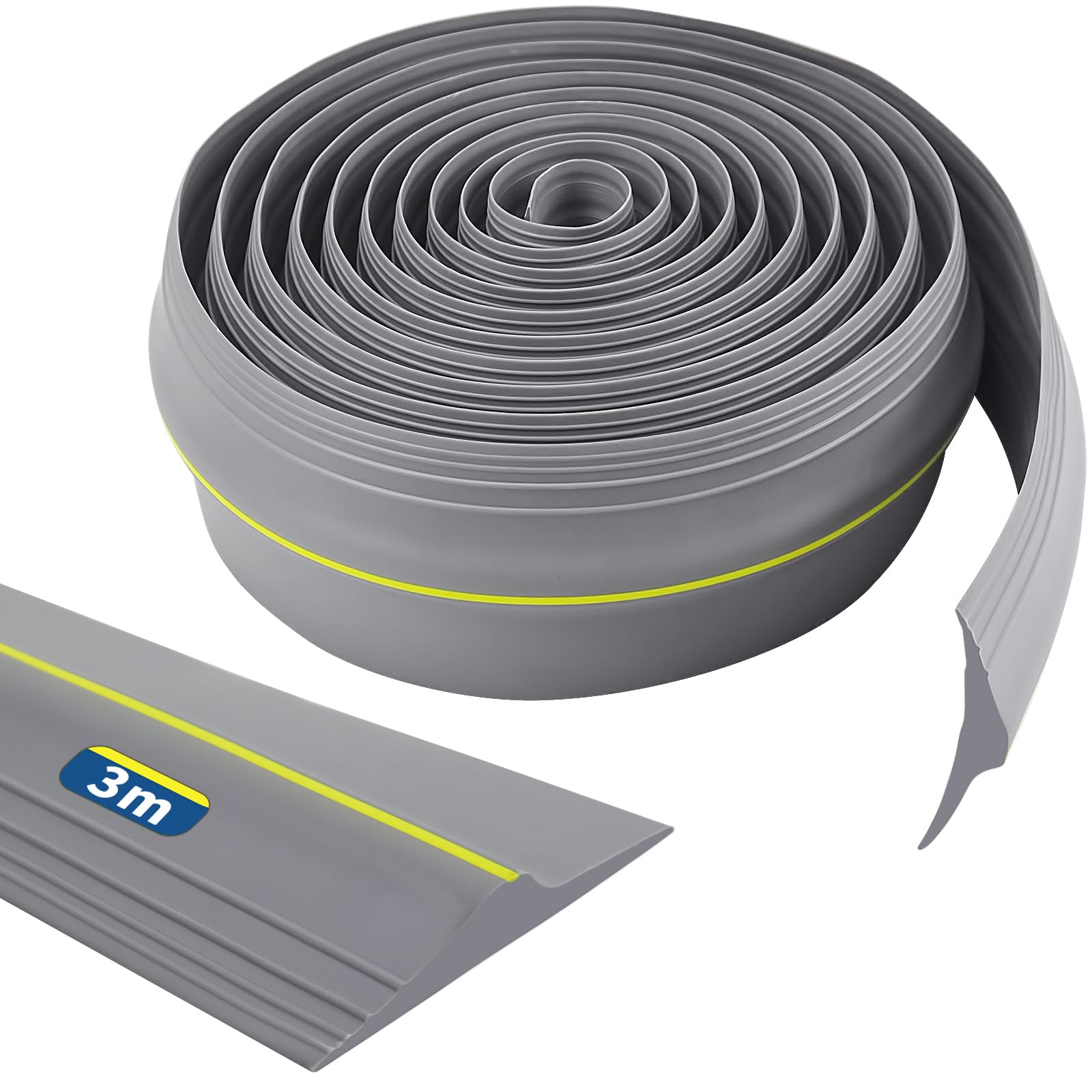 Garage Door Threshold Seal 3m Universal Garage Door Seal Rubber DIY Garage Door Seal Floor Seal Weatherproof (Grey)