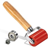 LUMITECO Automotive Sound Deadening Roller Tool, Upgraded Dual Bearing PU Seam Roller with Ergonomic Wood Handle for Car Audio Sound Deadener, Heat Insulation Mat Installation, Wallpaper, Vinyl Wrap
