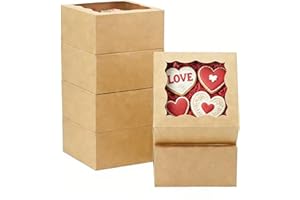 XINHPKGG 50 Pack Cookie Boxes 6x6x3 Inch Bakery Boxes with Window Treat Box Dessert Box for Macaron Mini Cake Chocolate Cover