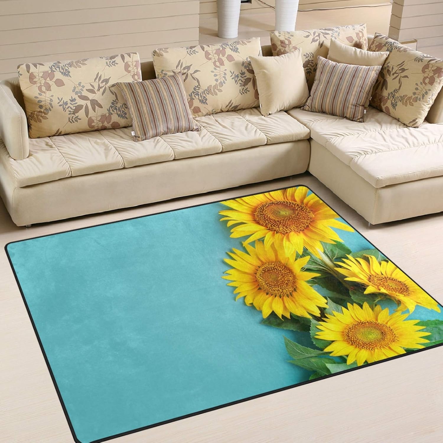 BKEOY Extra Large Area Rug Sunflowers Area Rugs Bedroom Living Dining