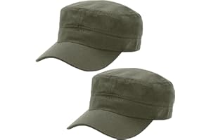 MALAXLX 2 Pcs Unisex Cadet Army Cap Military Hat Combat Cap Breathable Baseball Cap Adjustable Flat Top Cap for Men Women