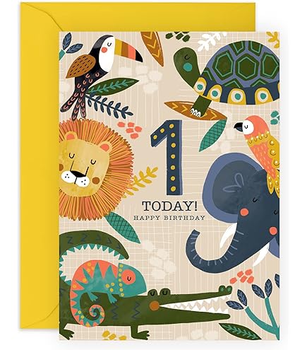 Carte D'Anniversaire Pour Garçons Et Filles Animaux De La Jungle