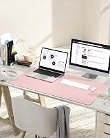 YSAGi Non-Slip Desk Pad 90x43 cm Pink Waterproof PVC Leather Desk Protector view 2