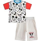 Disney Mickey Mouse Boys Short Sleeve T-Shirt and Shorts 2 Piece Set for Toddlers and Big Kids