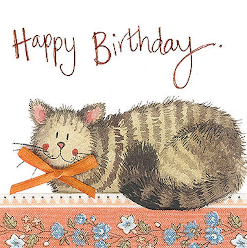 ALEX CLARK Happy Birthday Cat and Bow Card