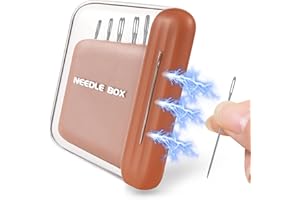 HUISUYTON Portable Travel Magnetic Sewing Needles Case,Include 10PCS 5 Size Sewing Sharp Needles Embroidery Needles,Magnetic Needle Holder,Quilting Needle for Hand Sewing Art Crafts Repair(Brown)