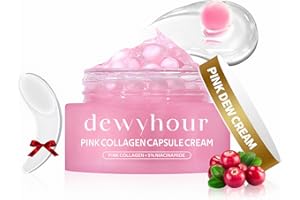 Pink Collagen Capsule Face Cream, Lightweight Face Moisturizer, Smoothing & Firming, Brightening Glow, Improves Appearance of