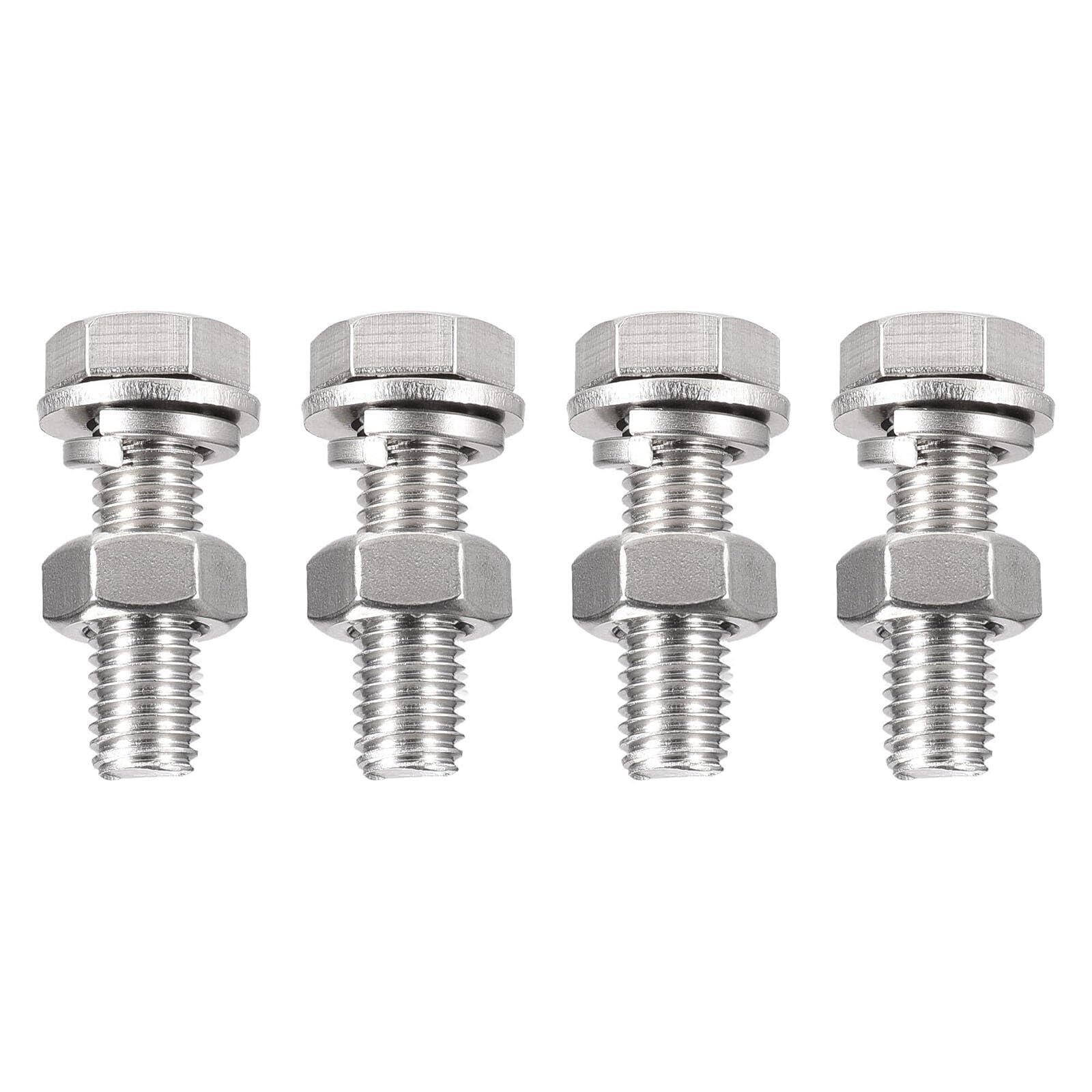 TA-VIGOR 4Pcs M10 x 40mm Hex Head Screws Bolts, Nuts, Flat & Lock Washers Kits, Fully Thread Hexagon Bolts, High Tensile Cap Screws for Metal Work, Automotive Machinery, Bike Motorcycles Repair