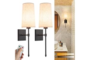 YHCDLAMP Battery Operated Wall Sconce Light Set Of Two, Battery Operated Sconces Wall Lighting Indoor Wireless Wall Sconce With Remote Control, Dimmable Battery Wall Lamp With 3CCT Bulb For Bedroom Living Room