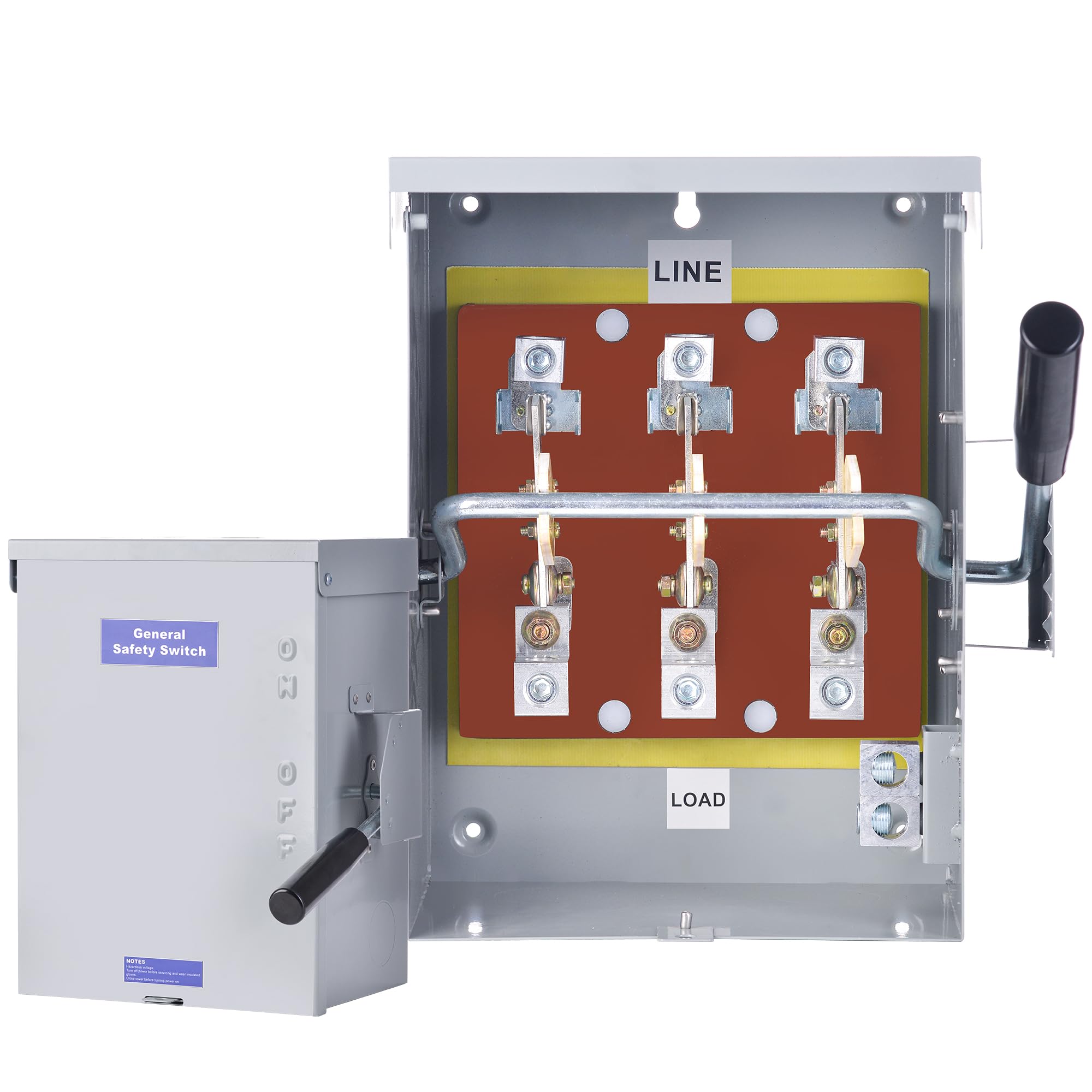 Photo 1 of 100 Amp Disconnect Switch Box, 120/240V 3 Pole Heavy Duty Safety Switch with Ground, Multi-Safety Protection Design, Non-Fusible, Galvanized Steel Enclosure, NEMA 3R Standards for Indoor and Outdoor