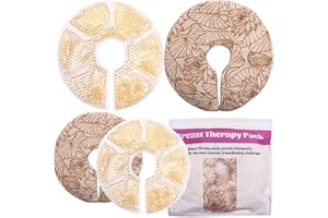 HI FINE CARE Breast Therapy Ice Packs, Hot and Cold Breast Pads, Breastfeeding Essentials Large Gel Bead Packs for Moms, 2 Pack (Ice Pack with Plush Side)