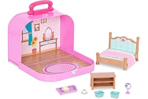 Li'l Woodzeez – Travel Suitcase Bedroom Playset with Furniture & Accessories Included, Portable Dollhouse for Imaginative Pretend Play, Collectible Toy Figures for 3+ Years