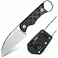 LOTHAR BEAVER Neck Knife, 2.48" Full Tang14C28N, G10 Handle and Kydex Sheath, Vertical Horizontal Carry Knife with Adjustable Belt Clip, Gifts for Men Women