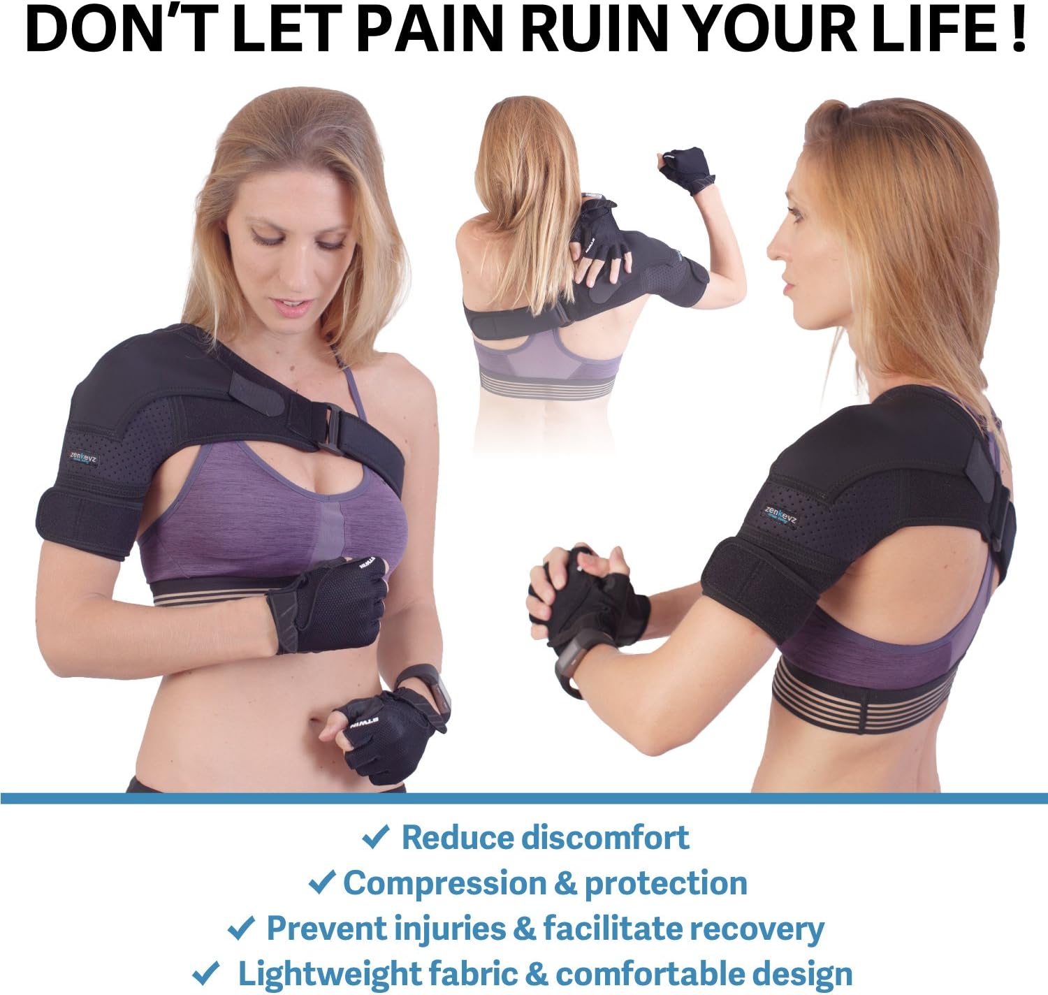 Shoulder Brace for Men and Women for Torn Rotator Cuff Support,Tendonitis, Dislocation, Bursitis, Neoprene Shoulder Compression Sleeve Wrap by Zenkeyz (Black, Small/Medium): Health & Personal Care