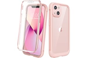Diaclara Designed for iPhone 13 Case, Full Body Rugged Case with Built-in Touch Sensitive Anti-Scratch Screen Protector, Soft TPU Bumper Case for iPhone 13 6.1" (Crystal Pink)
