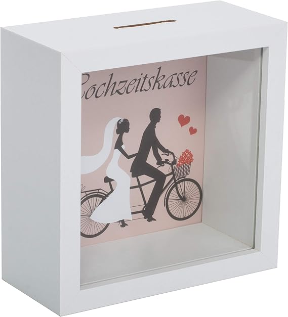 Brandsseller Wedding Money Box / Money Box / Picture Frame Design Made of Wood and Real Glass