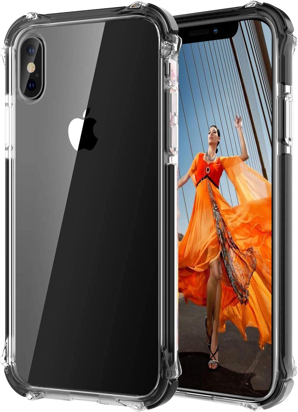 GPFILE Clear for iPhone Xs Case, iPhone X/XS Protective Case Cover [4 Reinforced Corners] Shockproof Case with TPU Soft Bumper for iPhone X/XS 5.8" Clear-Black