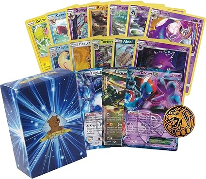Amazon Com 50 Assorted Pokemon Cards All Rare Bundle Featuring An Ex Or Gx And Holo Rare In Every Bundle 1 Pokemon Coin Includes Golden Groundhog Deck Storage Box Toys Games