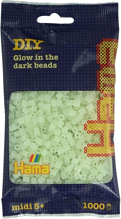 Hama Beads Bag 1000 Midi Fuse Beads Glow in the Dark Green Mosaic Craft