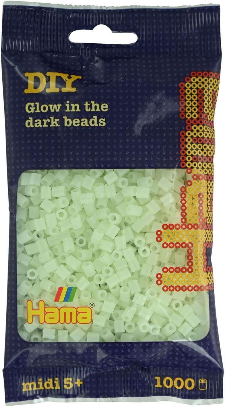 Hama Beads Bag 1000 Midi Fuse Beads Glow in the Dark Green Mosaic Craft
