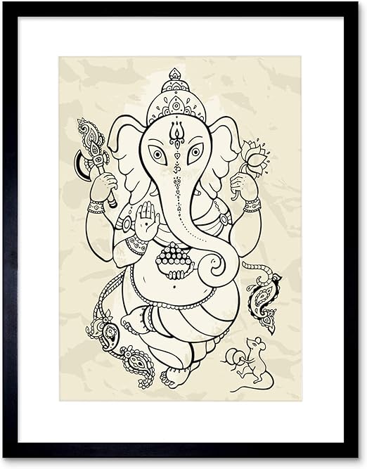 amazon com painting ornate outline ganesh hindi elephant black framed art print b12x13609 furniture decor painting ornate outline ganesh hindi elephant black framed art print b12x13609
