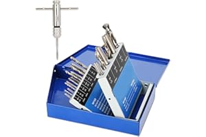 TOPFURN 18 Piece Metric Drill and Tap Set, M2 HSS M2-M12 Taps & 2.05-10.2mm Drill Bits Include Tap Wrench, Fit for Cutting New Threads & Repairing Damaged Ones, Suitable for Metal,Plumbing,DIY