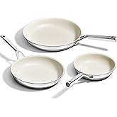 KITEXPERT Non Stick Frying Pans Set, Beige Titanium Ceramic Pan, Nonstick Skillet Stainless Steel, PFAS, PFOA & PTFE Free, Dishwasher & Oven Safe, All Cooktops Compatible, 3 Piece (8", 10", 12")