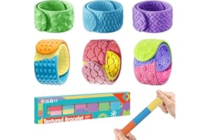 DREPHERE Sensory Fidget Toys Slap Bracelets: 6PC Textured Silicone Sensory Toys for Autism, Fidgets for Kids, Teens & Adults, Anxiety & Stress Relief - Ideal for Classroom Rewards, Party & Special Needs Gifts