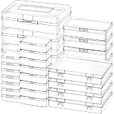 Mauproy Small Plastic Storage Containers with Lids, 5 Sizes, 28 Pack | Mini Bead Storage and Organizers, Rectangular Small Items Organizer Boxes with Hinged Lids and Labels for Craft Jewelry