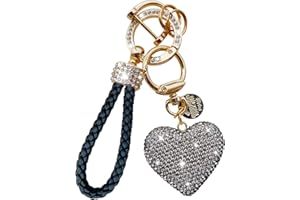 TX-INNO AUTO Crystal Car Keychain for Women with Bling Rhinestone Heart Shape Keychains Pendant Cute Keychain, Black Bling Heart Pretty Car key Chain Accessories for Women and Girls Gifts