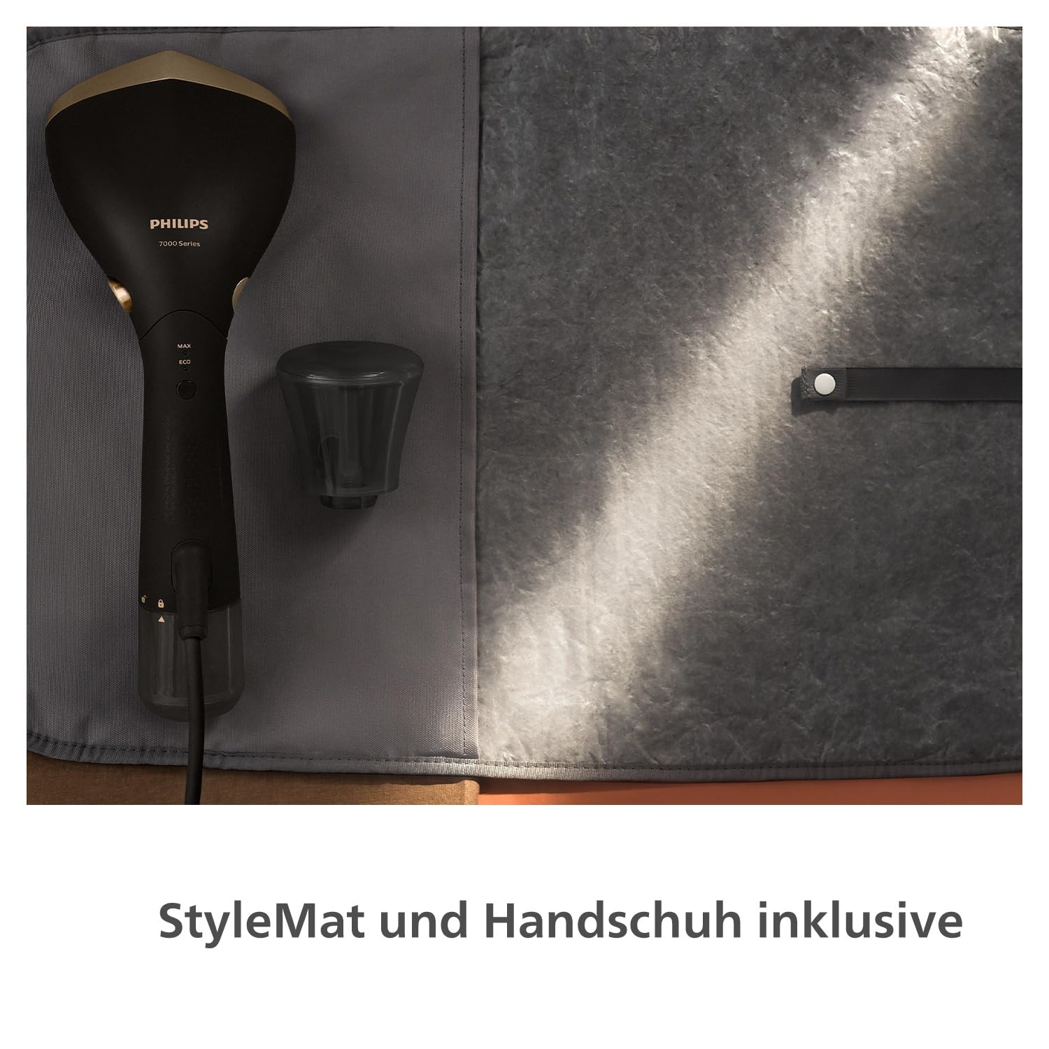 Philips Steamer 7000 Series - 1500W, 28 g/min Dampfleistung, zugespitzte Heizplatte aus Metall, 2 abnehmbare Wassertanks, inkl. Handschuh/StyleMat, Schwarz (STH7060/80) 9