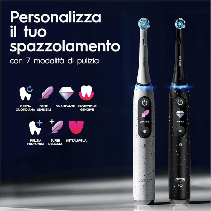 iO 10 Spazzolino Elettrico, 3 Testine di Ricambio, Custodia, Nero