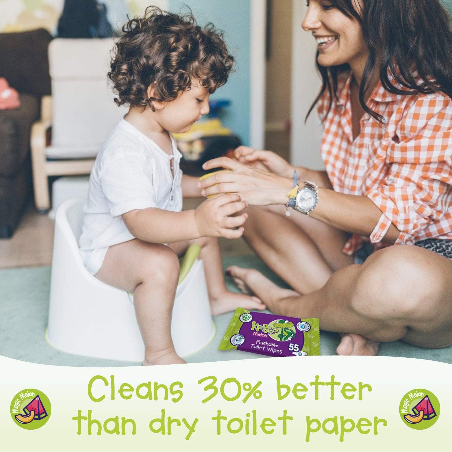 Kandoo Melon Flushable Toilet Wipes - Pack of 12, Total 660 wipes, 55 count (Pack of 12) - Image 4