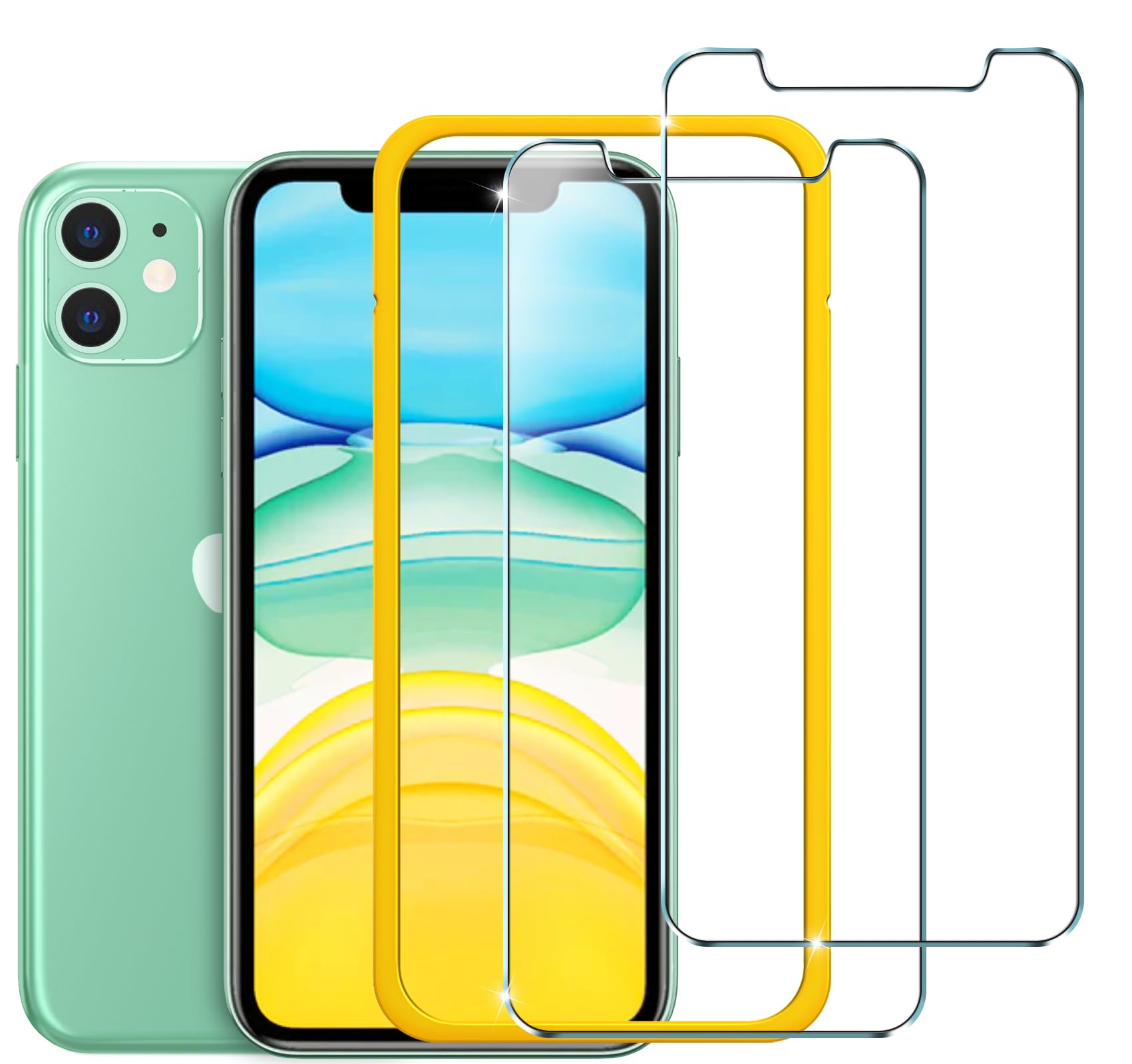 ivoler 2 Pack Screen Protector for iPhone XR, Tempered Glass Film, Alignment Frame, Easy Installation, Anti-Scratch Case Friendly Clear HD Film, 6.1-inch