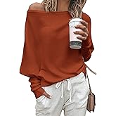 Zenlonr Women's Fall Sweaters 2026 Casual Long Batwing Sleeve Loose Off Shoulder Knit Pullovers Jumper Tops