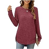 koiqzlv Women Fashion Sweaters Long Sleeve top Fall Clothes Trendy T-Shirt Blouse