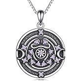 YAFEINI Hecate Wheel Necklace For Women 925 Sterling Silver Hecate Goddess Pendant Wicca Jewelry