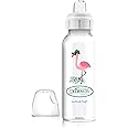 Dr. Brown's Milestones Narrow Sippy Bottle, 100% Silicone Soft Sippy Spout, 8oz/250mL, Flamingo, 6m+