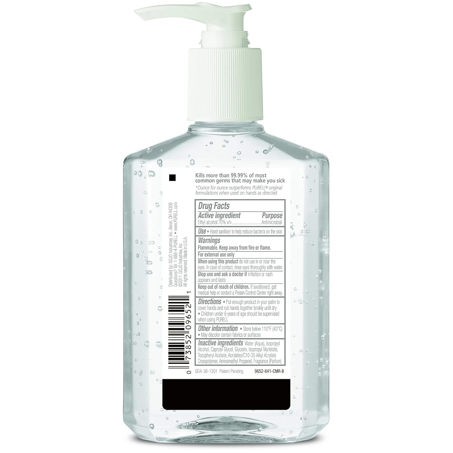 PURELL Advanced Hand Sanitizer, Refreshing Gel, Clean Scent, 8 fl oz Sanitizer Table Top Pump Bottle (Case of 12) - 9652-12: Industrial & Scientific