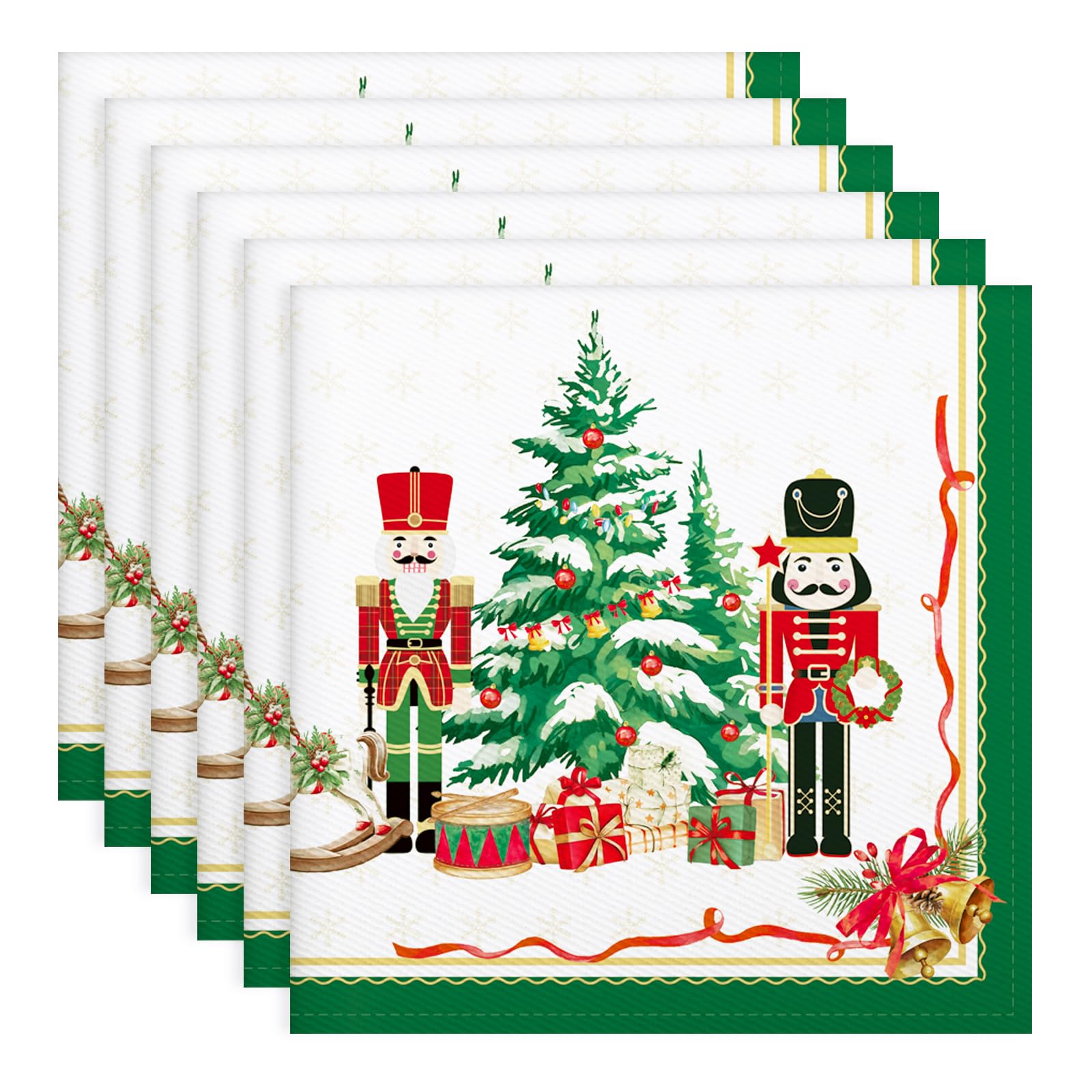 Arquiel Nutcracker Napkins, 45 cm × 45 cm Dinner Cloth Napkins Set Of 6, Washable Cotton Soft Absorbent Square Napkins for Dining Kitchen Party Wedding Decoration