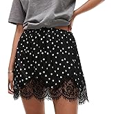 JINZIYINZI Women Lace Trim Mini Skirt Lacy Silk Satin Half Silp Short Skirt Y2k High Waist Silky Underskirt