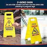 Abbey Wet Floor Sign Pack of 2 Yellow 640mm Height Caution Cleaning in Progress view 3