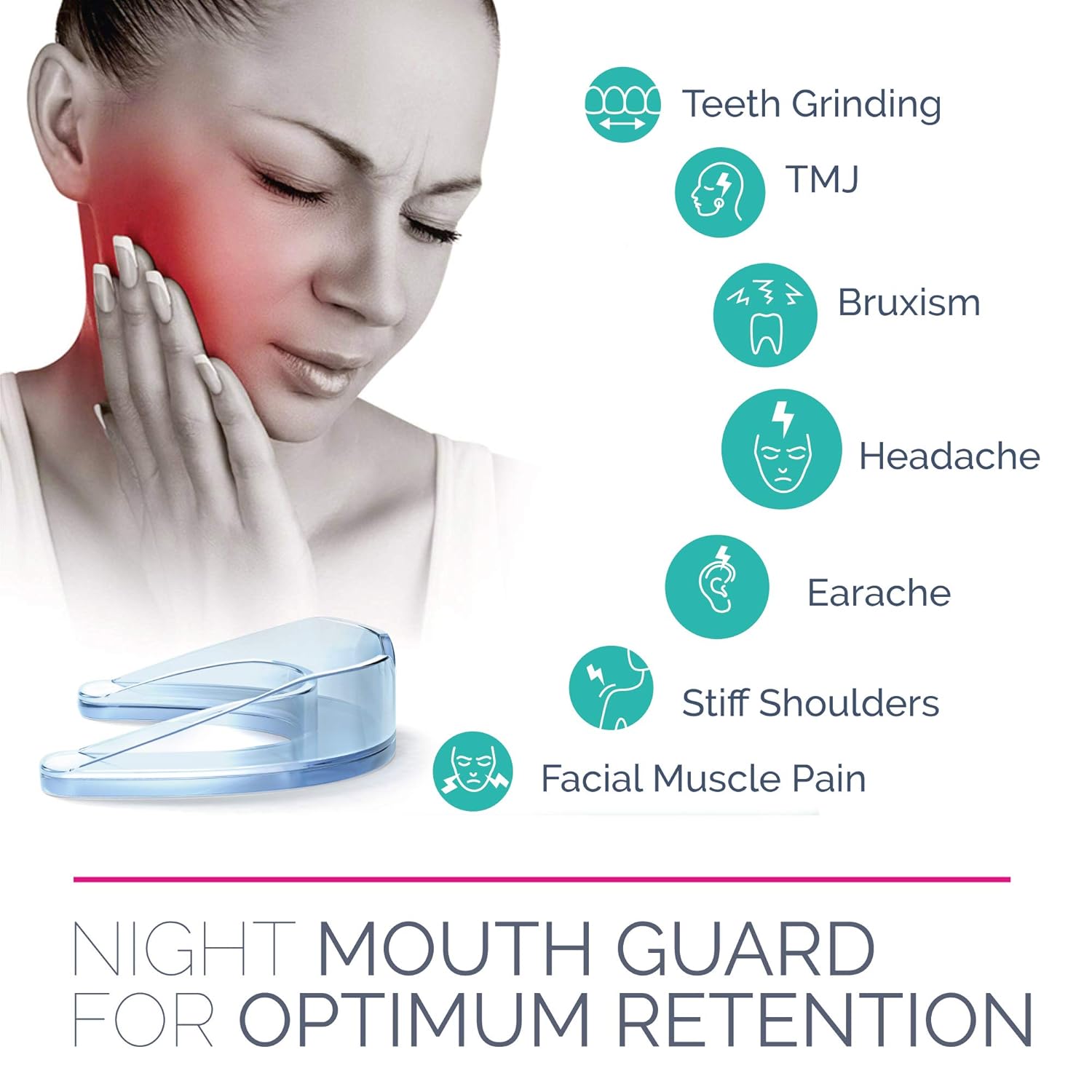 Professional Mouth Guard For Grinding Teeth, 2 Sizes, 4 Pieces Mouthguard, Moldable Night Guards For Teeth Grinding, Night Guard Eliminates Bruxism and Teeth Clenching, Antibacterial Dental Guard Case : Beauty