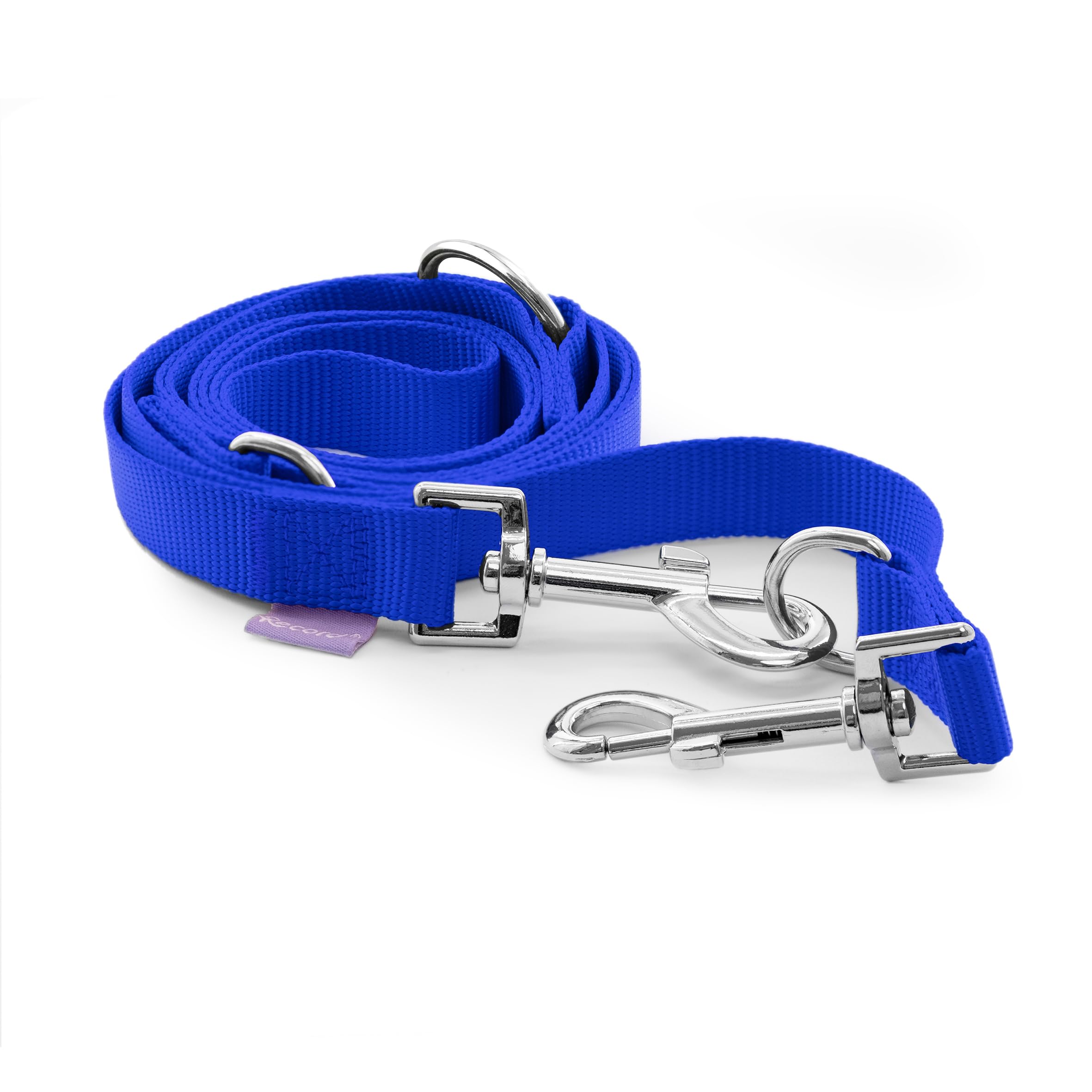 Record - Dog Training Lead - Made of Nylon - Equipped with Metal Carabiner - Very Durable - Blue - Size L - 2.2 cm - Length 220 cm