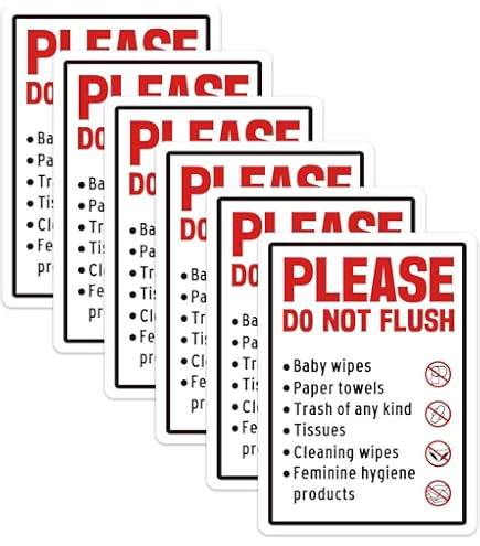 Sticker "NE RIEN JETER DANS LES WC - DON'T FLUSH ANYTHING IN THE TOILET" Noir Format A6