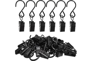GYWHOOFT 30 Pcs Curtain Hooks with Clip, Tapestry Hanging Clips for Camping Tents, Home Decoration, Photos, Art Craft Display