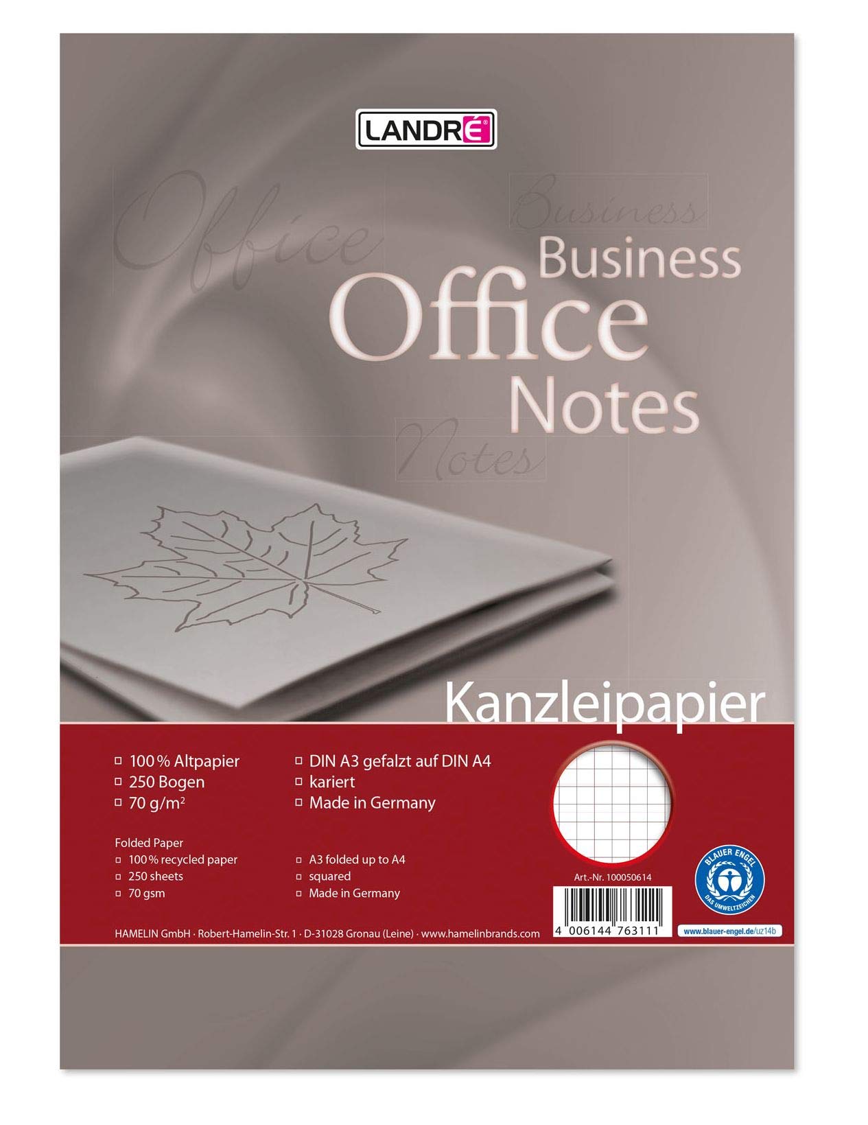 Landré Law Firm Paper Recycled A3 Folded to A4 Squared 70gsm 250 Law Firm Sheets