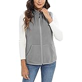 Argstar Women's Fleece Vest, Sleeveless, 6 Pockets, Lightweight, Casual, for Daily Life and Outdoor Activities