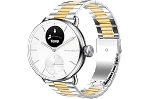 Compatible for Withings Smartwatch Bands, Lamshaw 18mm, 20mm Stainless Steel Metal Replacement Strap Bracelet Men & Women Compatible for Withings ScanWatch 2 42mm/ScanWatch Horizon/ScanWatch 42mm/Steel HR 40mm/Steel HR Sport/ScanWatch 38mm/ScanWatch 2 38mm/ScanWatch Light/Steel HR 36mm/Withings Move/Move ECG/Steel